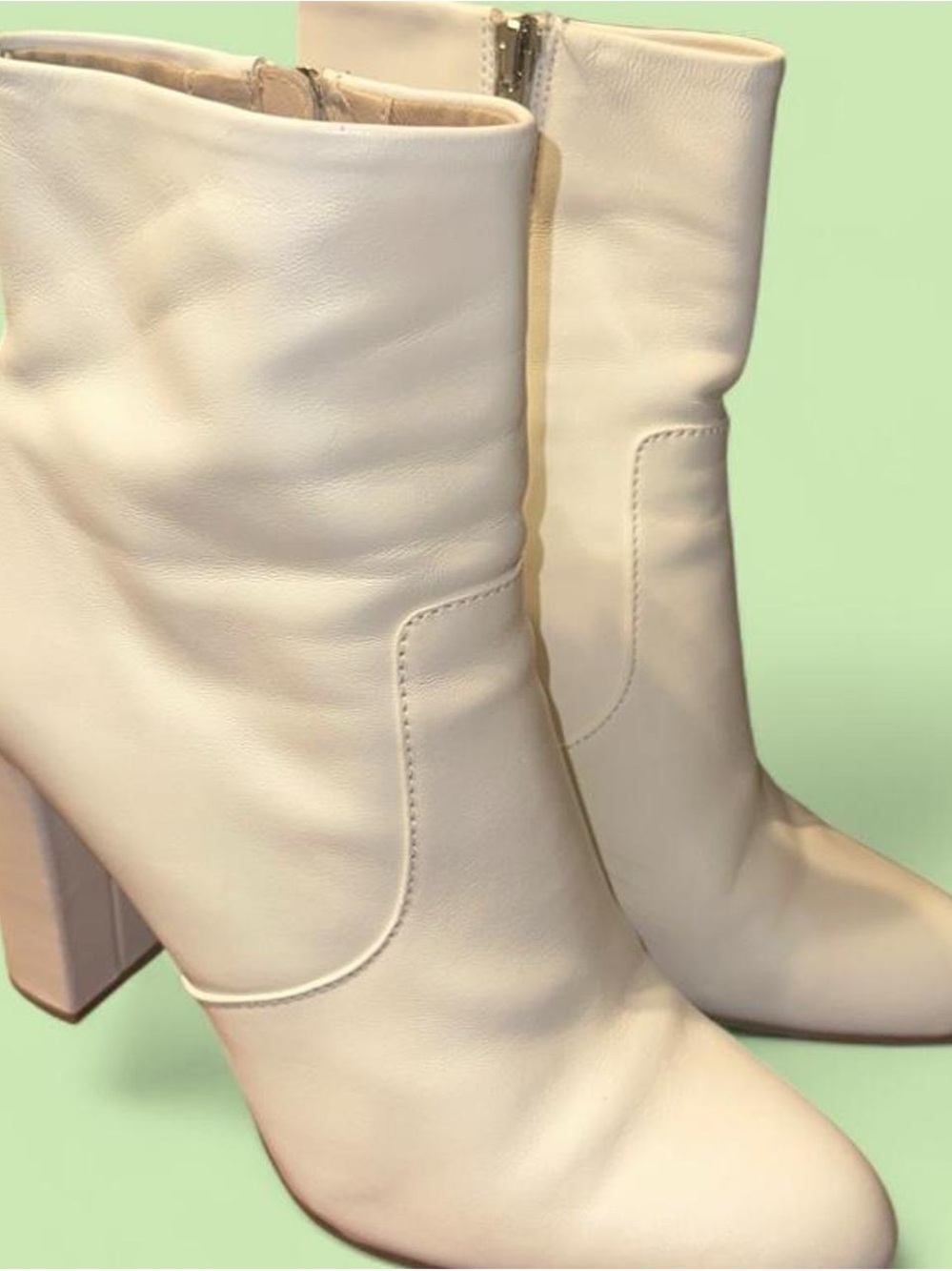 Steve Madden Cream Block Heel Ankle Boots